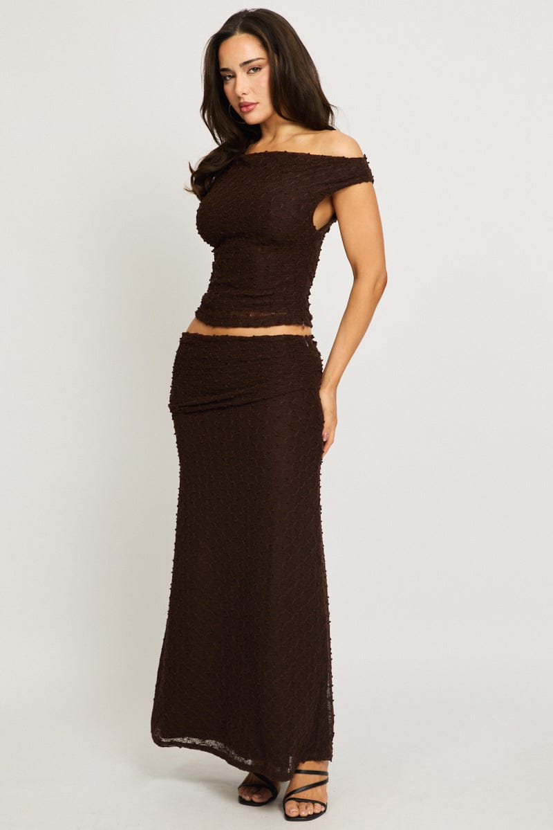 Brown Asymmetric Top Sleeveless One Shoulder Textured for Ally Fashion