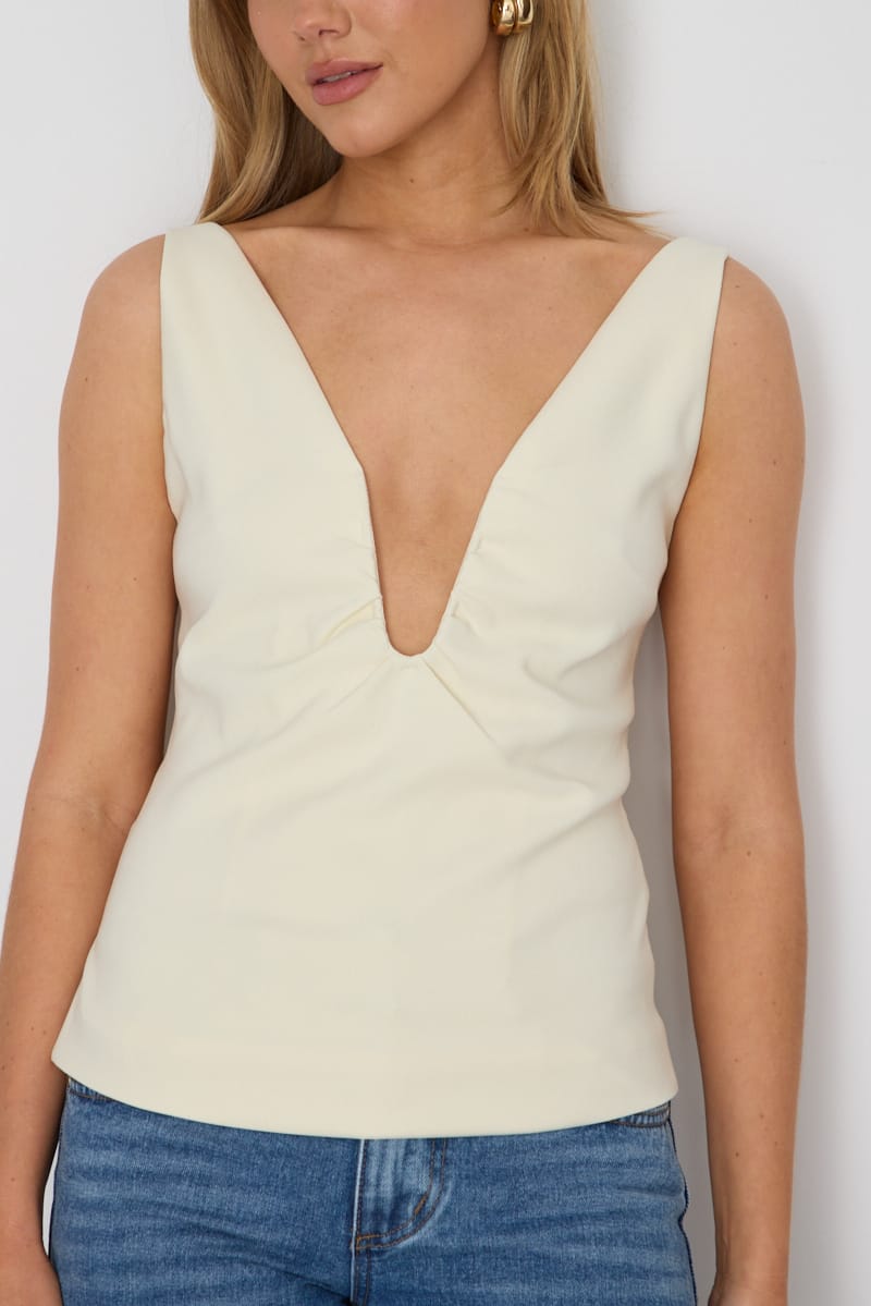 Yellow Deep Ruched Halter Neck Top for Ally Fashion