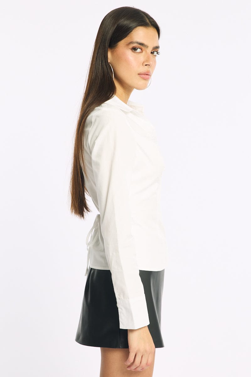 White Shirt - Long Sleeve - Skinny Fit - Collared Neck - for Ally Fashion