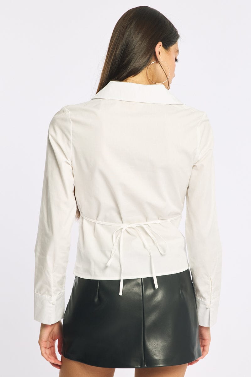 White Shirt - Long Sleeve - Skinny Fit - Collared Neck - for Ally Fashion