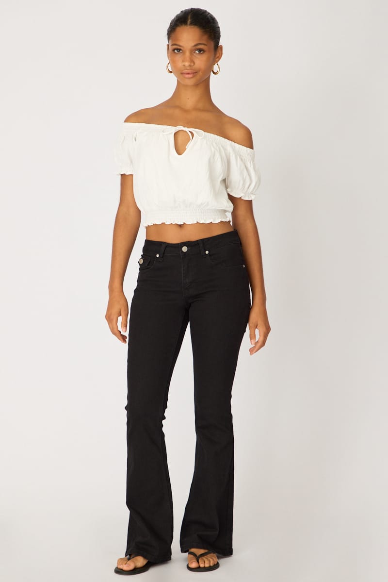 White Puff Sleeve Blouse Short Sleeve Relaxed Fit for Ally Fashion