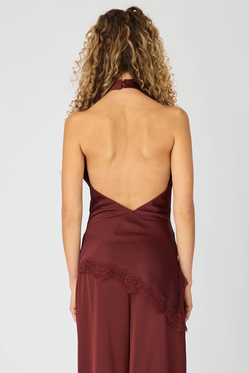 Purple Lace Halter Top Sleeveless Satin for Ally Fashion