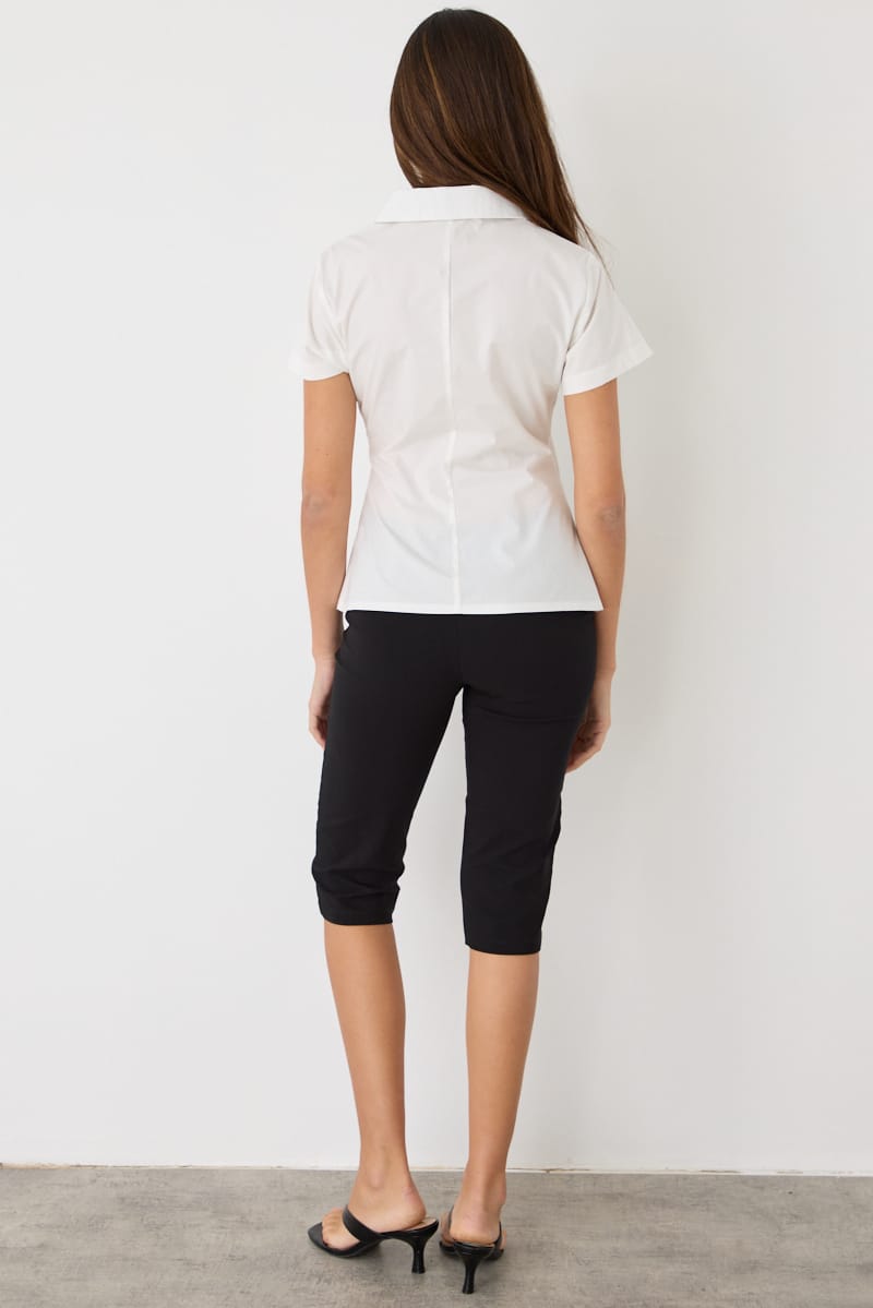 White Fitted Collar Shirt Short Sleeve Button Up for Ally Fashion