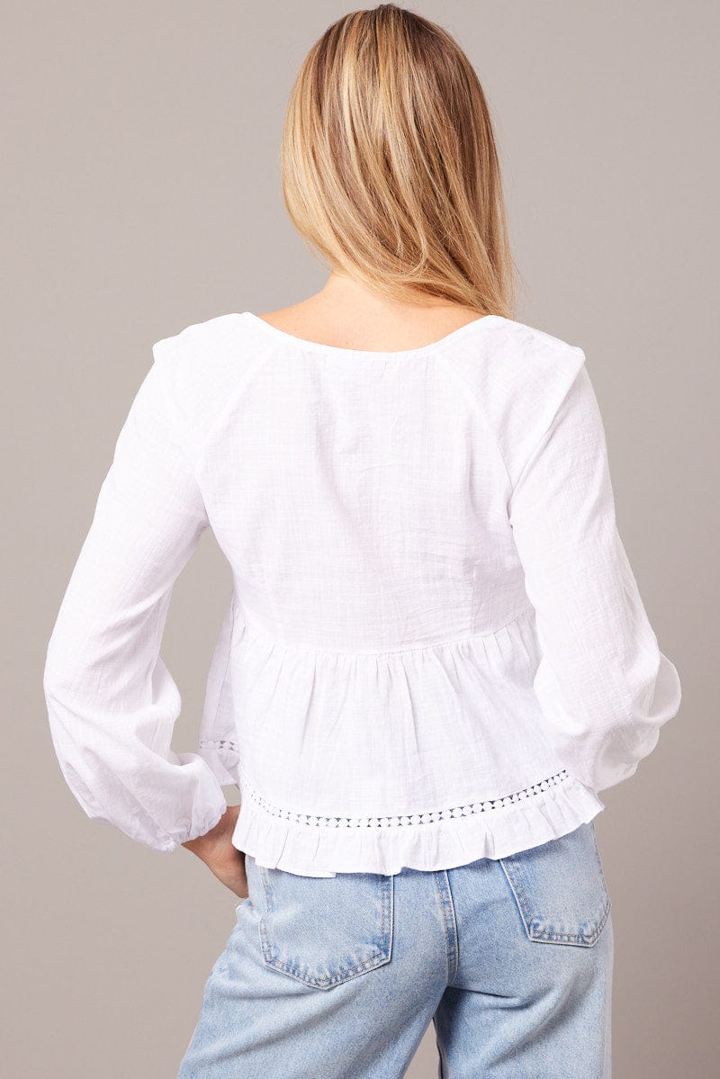 White Smock Top Long Sleeve for Ally Fashion