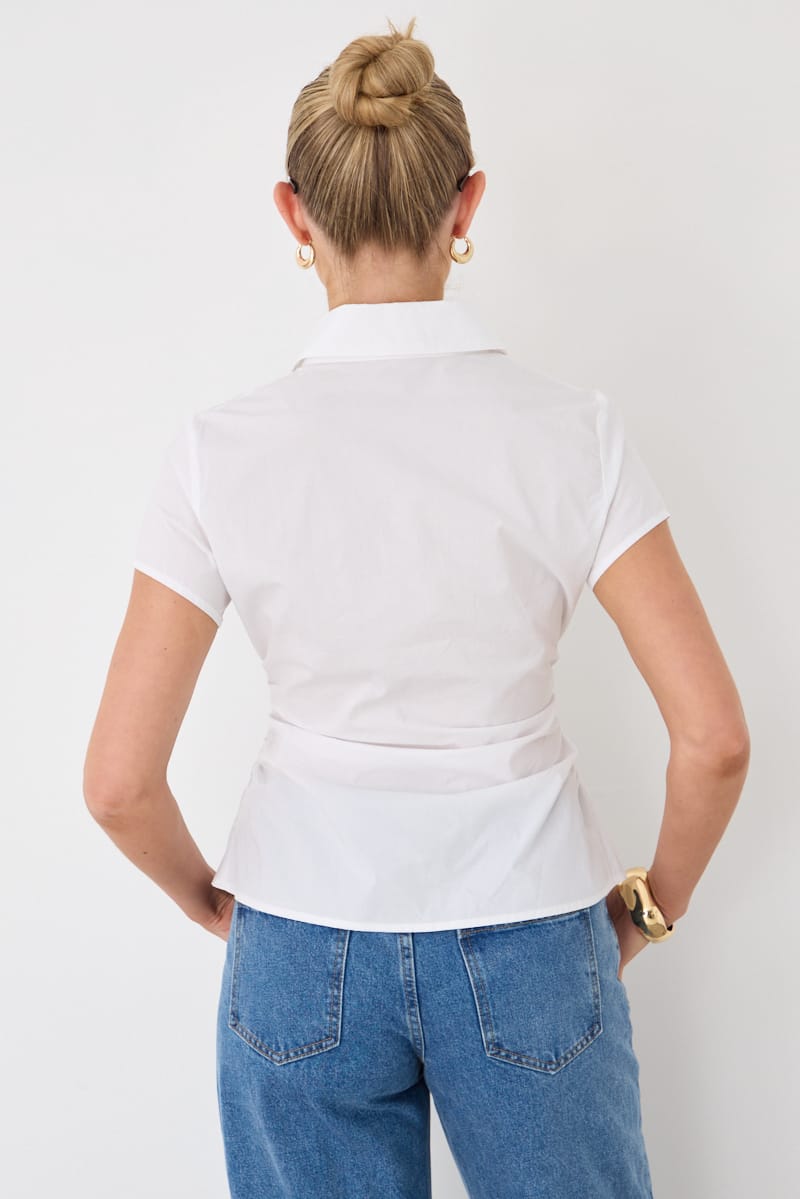 White Stripe Short-sleeve Shirt for Ally Fashion