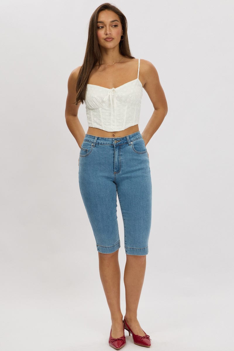 White Tie Front Crop Top for Ally Fashion