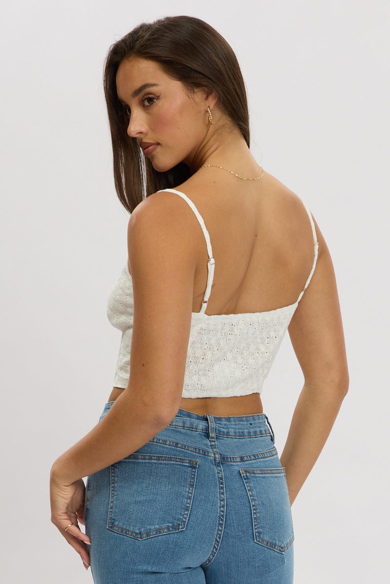 White Tie Front Crop Top for Ally Fashion