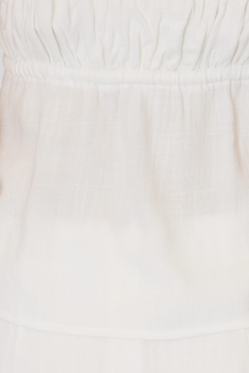 White Cami Top Sleeveless Front Tie Babydoll Linen Blend for Ally Fashion