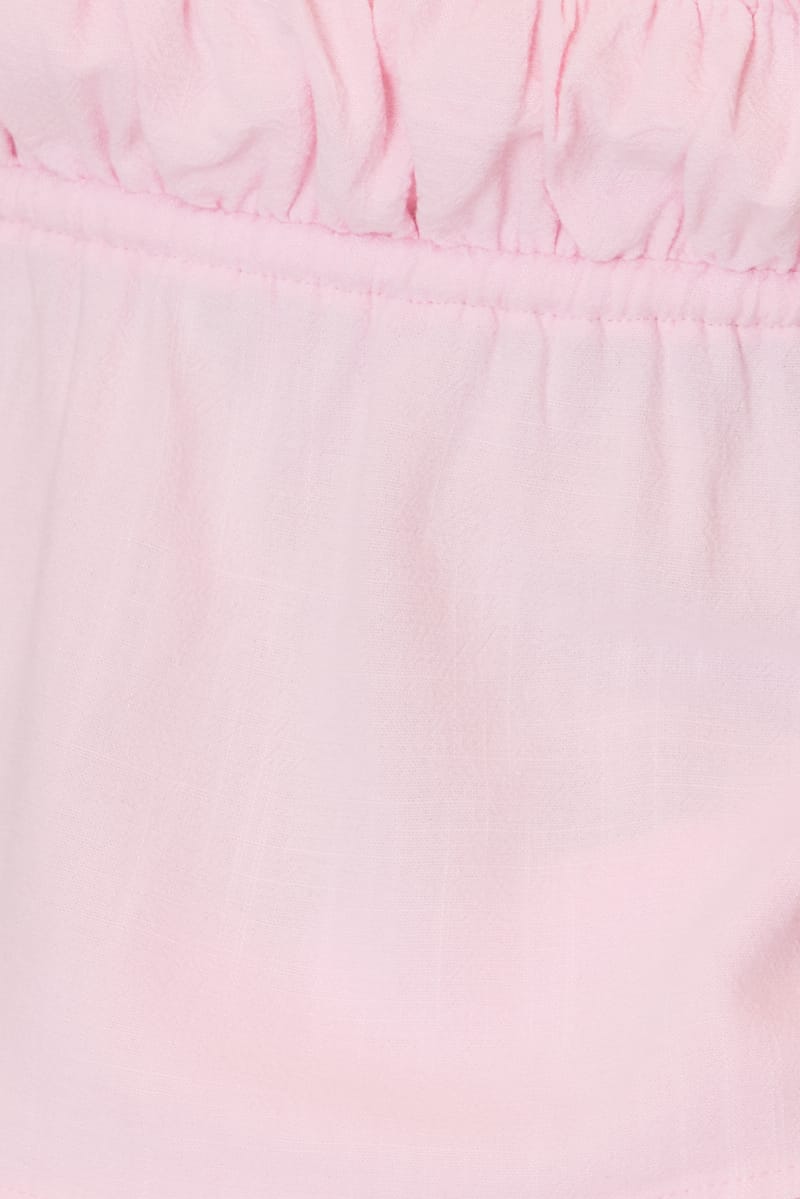 Pink Cami Top Sleeveless Front Tie Babydoll Linen Blend for Ally Fashion