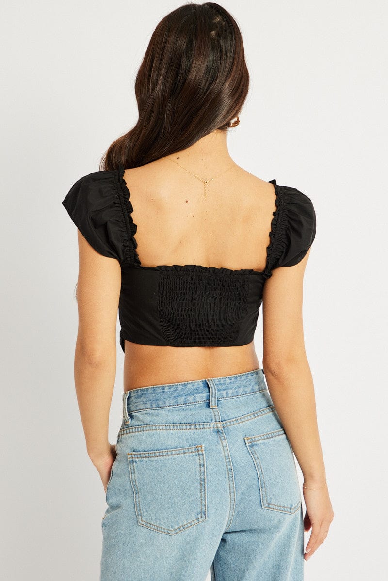 Black Corset Top Short Sleeve for Ally Fashion