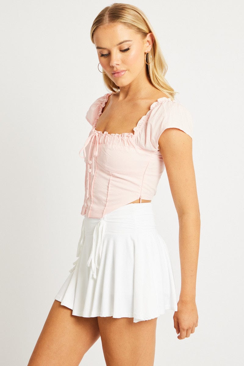 Pink Corset Top Short Sleeve for Ally Fashion