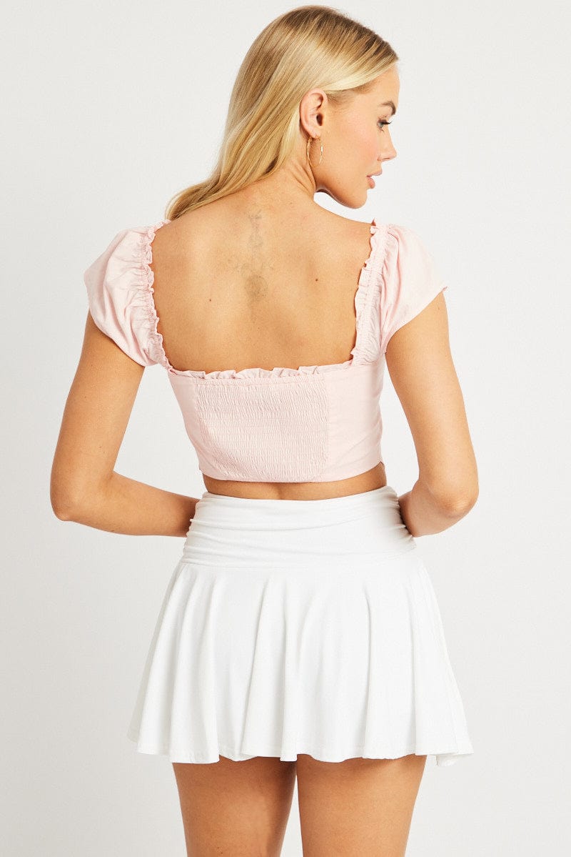 Pink Corset Top Short Sleeve for Ally Fashion