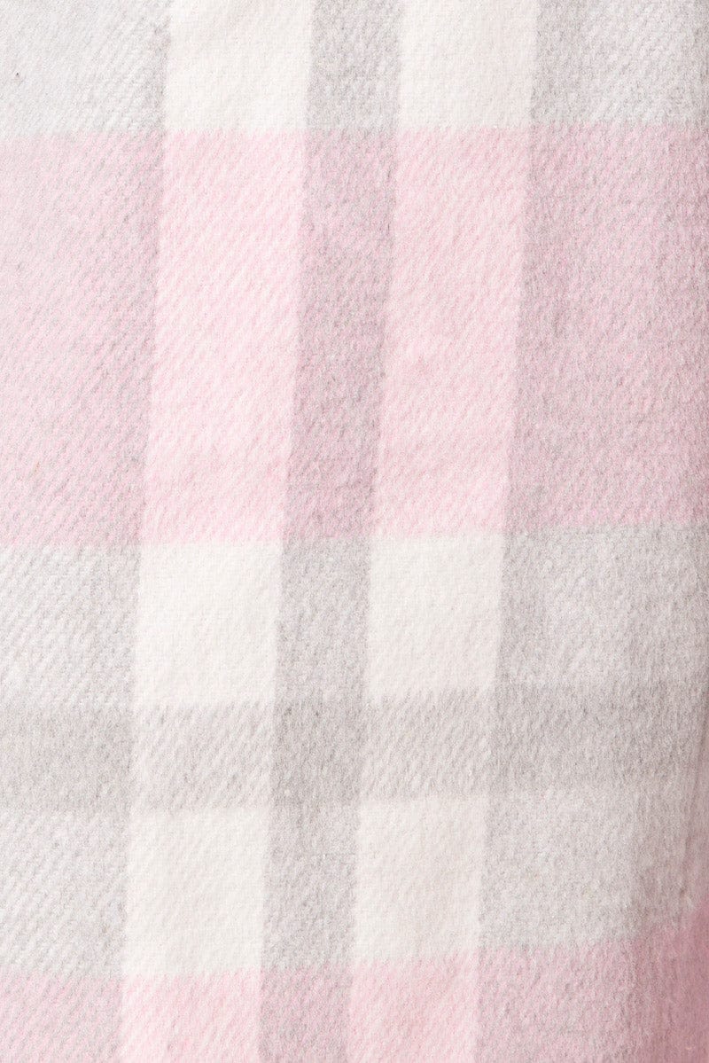 Pink Check Relaxed Shirt Long Sleeve for Ally Fashion