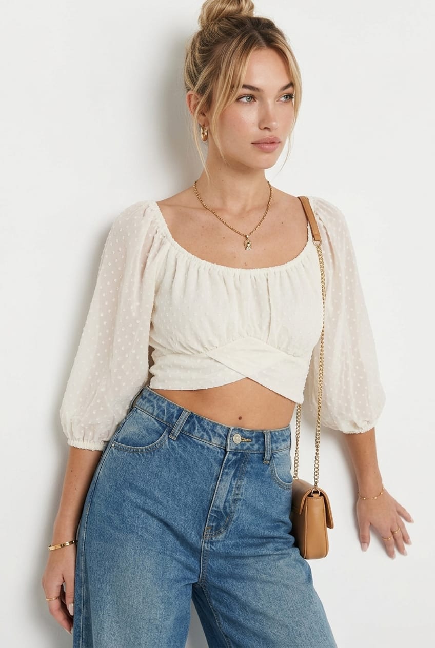 White Crop Top Long Sleeve