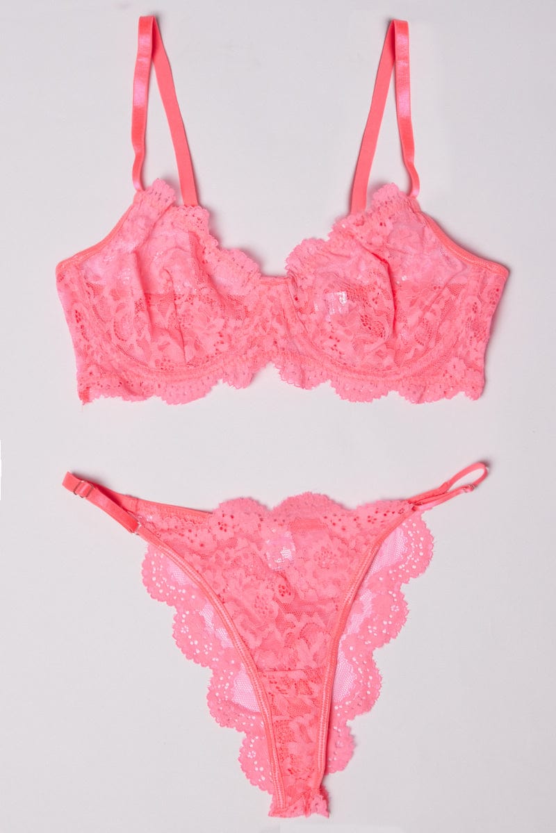 Pink Lace Lingerie Set for Ally Fashion