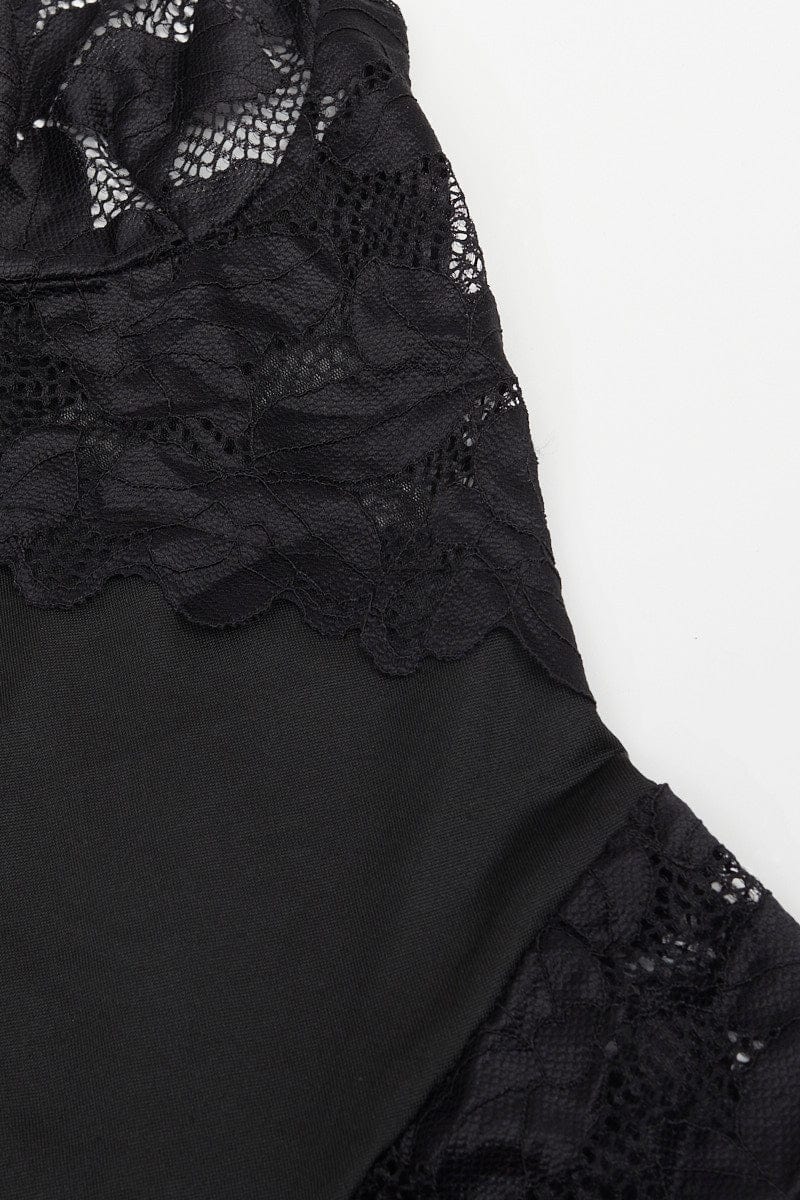 Black Lace Contrast Bodysuit Lingerie for Ally Fashion