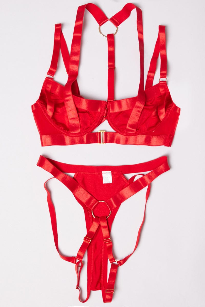 Red Strappy Lingerie Set for Ally Fashion