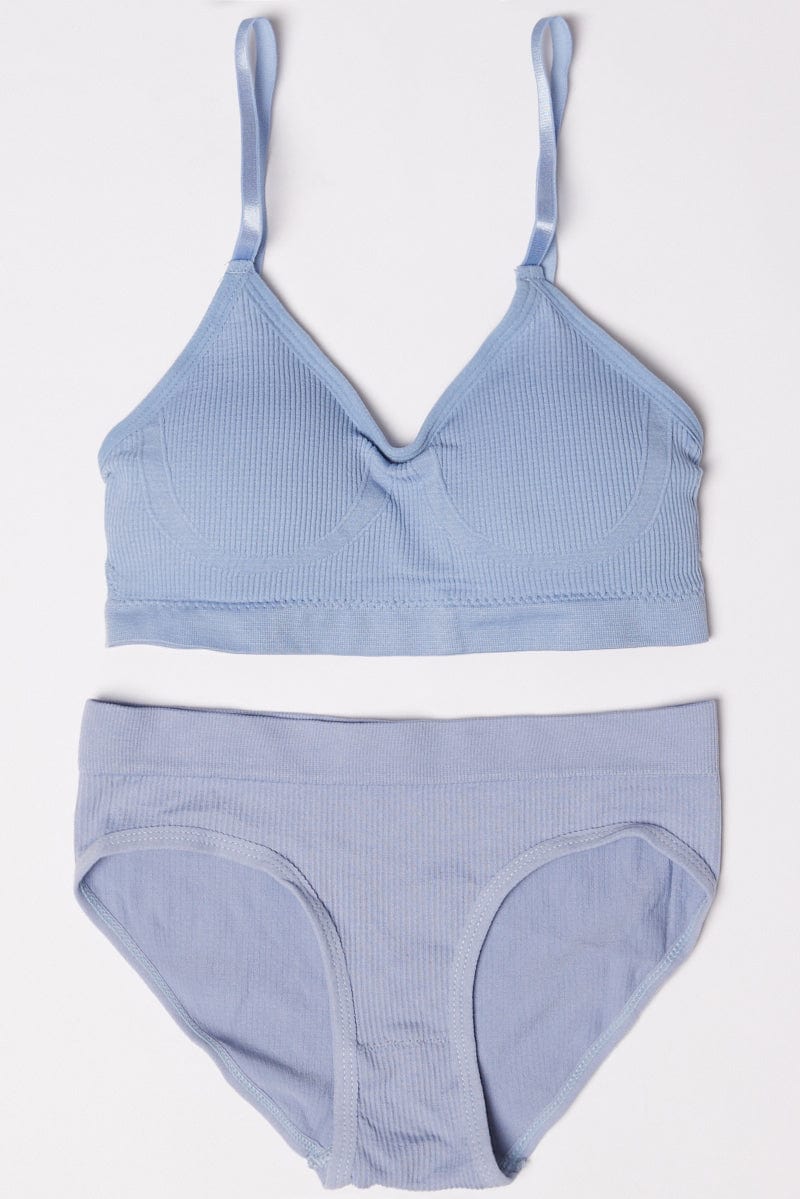 Blue Seamless Lingerie Set for Ally Fashion