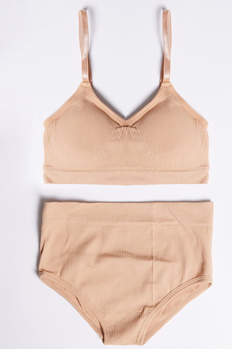 Beige Seamless Lingerie Set for Ally Fashion