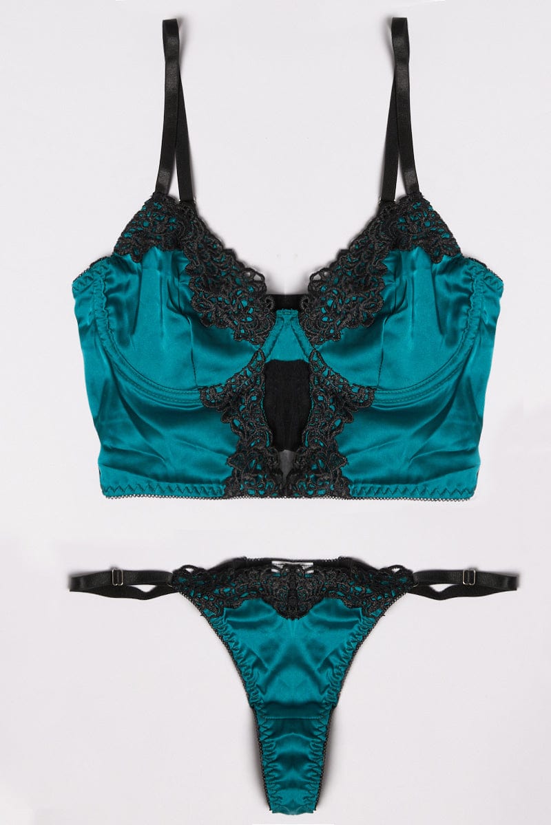 Green Cut Out Lingerie Set for Ally Fashion