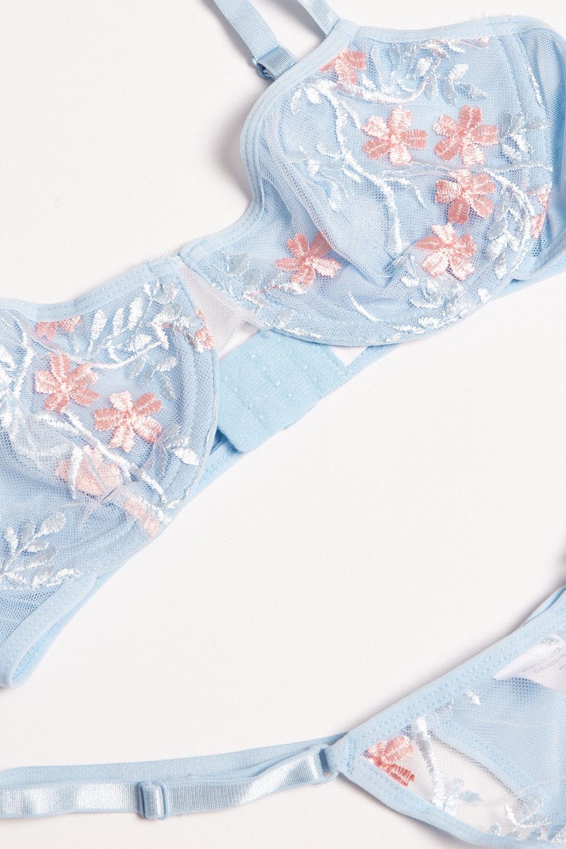 Blue Embroidery Lingerie Set for Ally Fashion