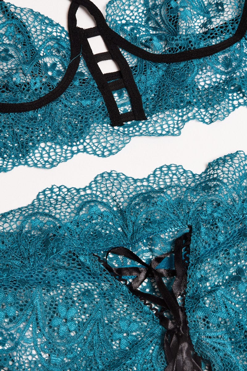 Blue Lace Lingerie Set for Ally Fashion