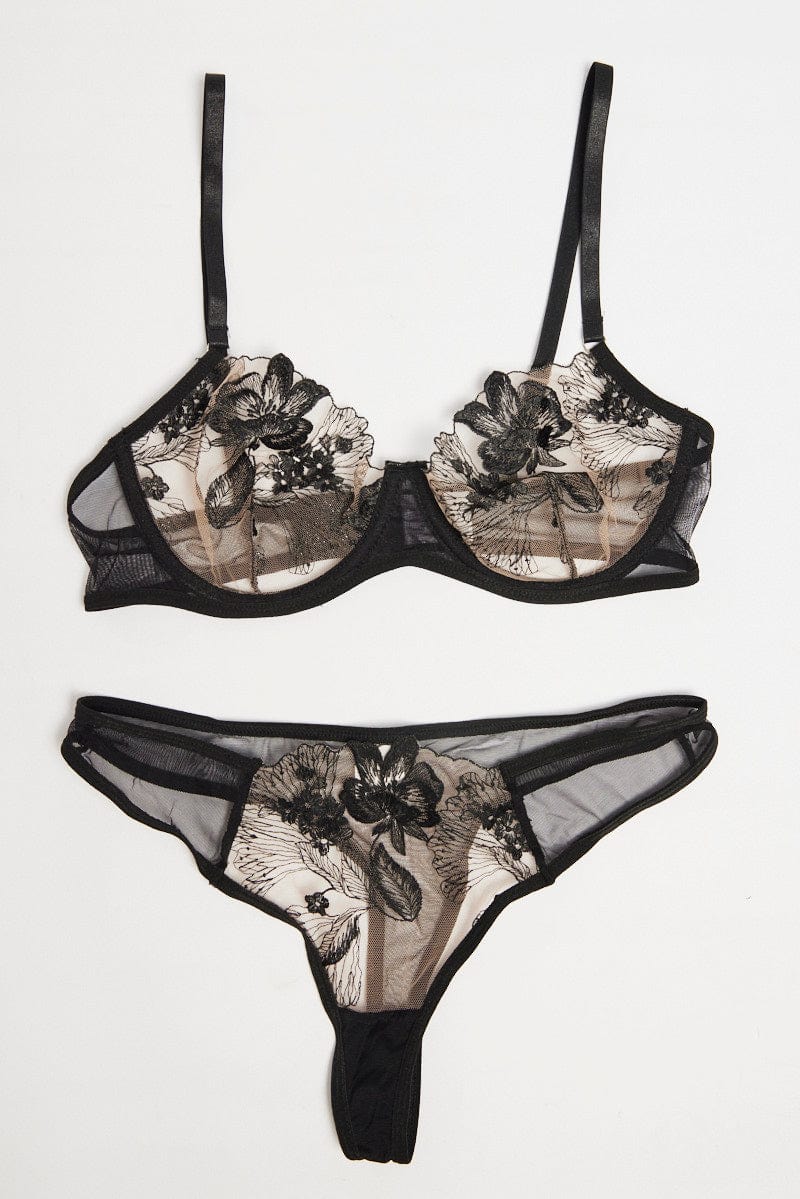 Black Embroidery Lingerie Set for Ally Fashion