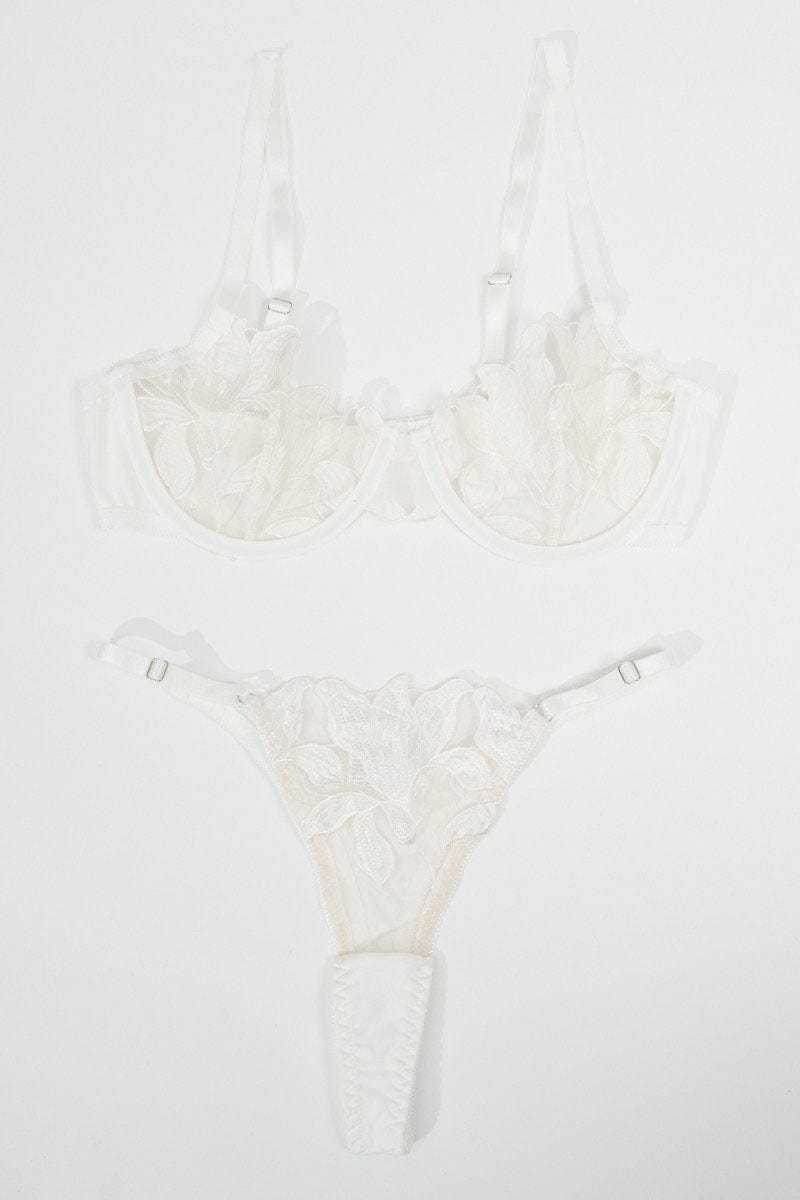 White Embroidery Lingerie Set for Ally Fashion