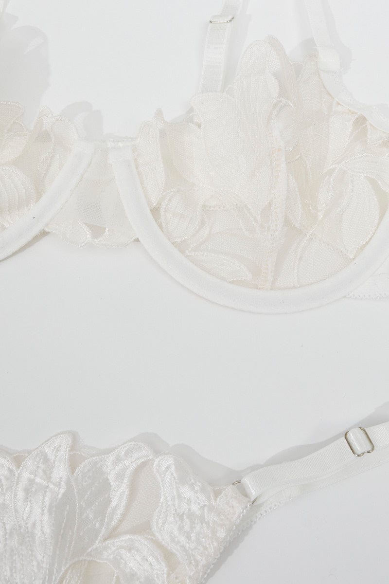 White Embroidery Lingerie Set for Ally Fashion