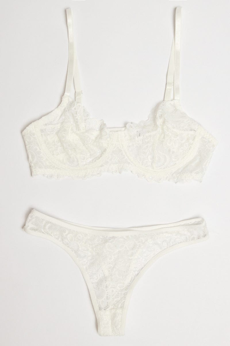 White Lace Lingerie Set for Ally Fashion