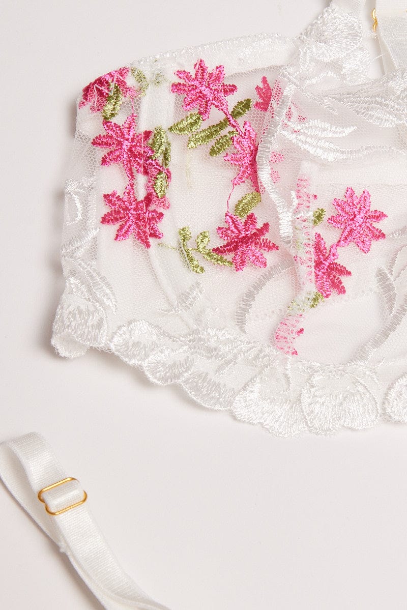 White Flower Embroidery Lingerie Set for Ally Fashion