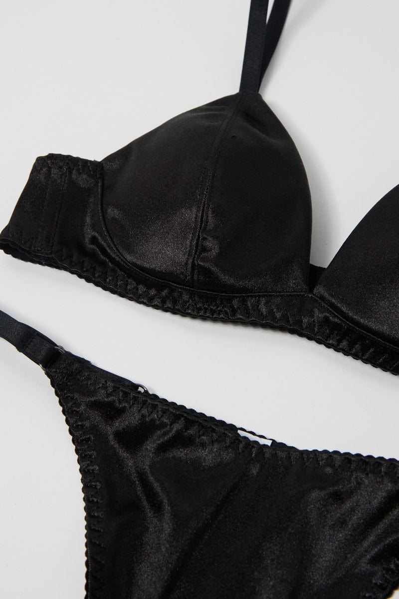 Black Satin Lingerie Set Ally Fashion black-satin-lingerie-set-ally-fashion