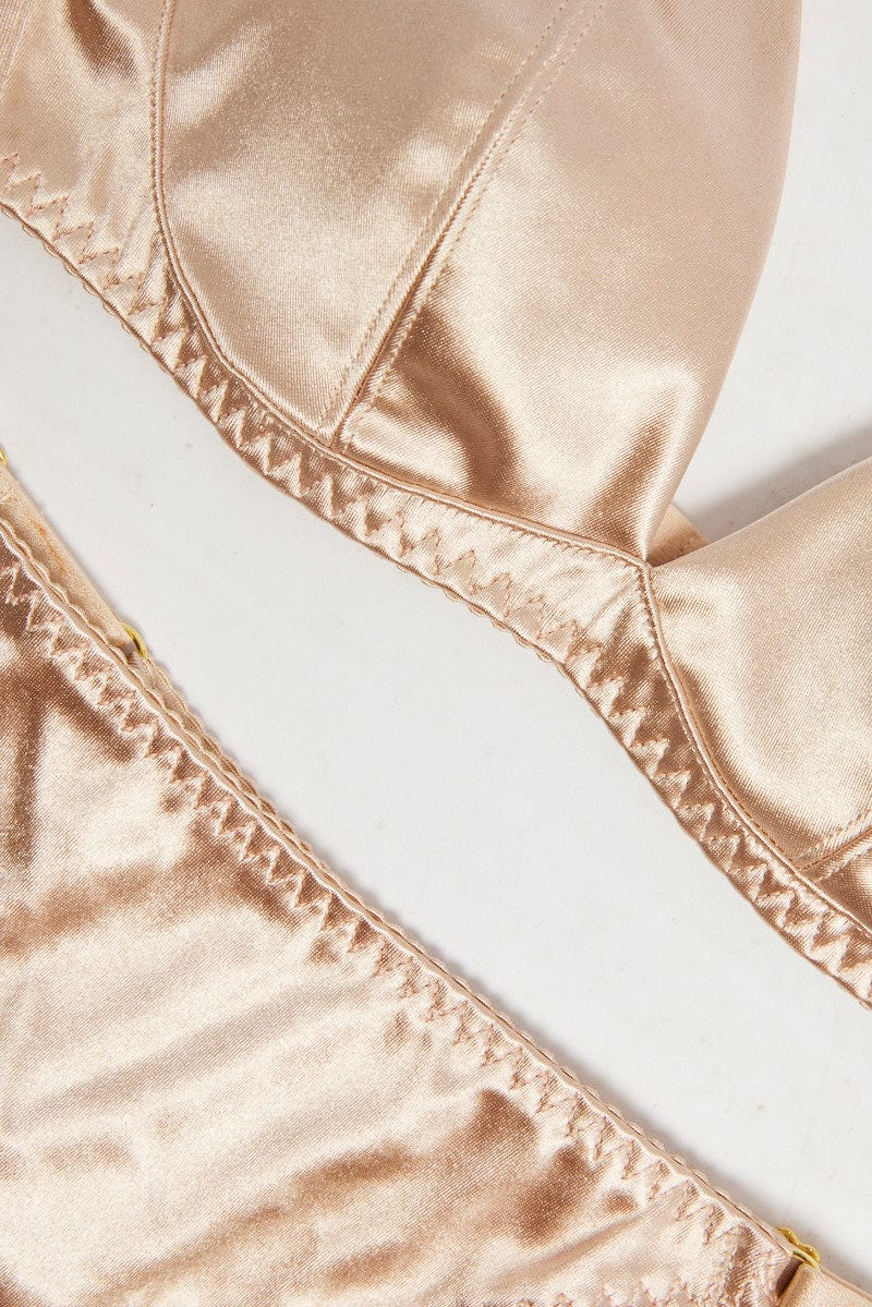 Beige Satin Lingerie Set for Ally Fashion