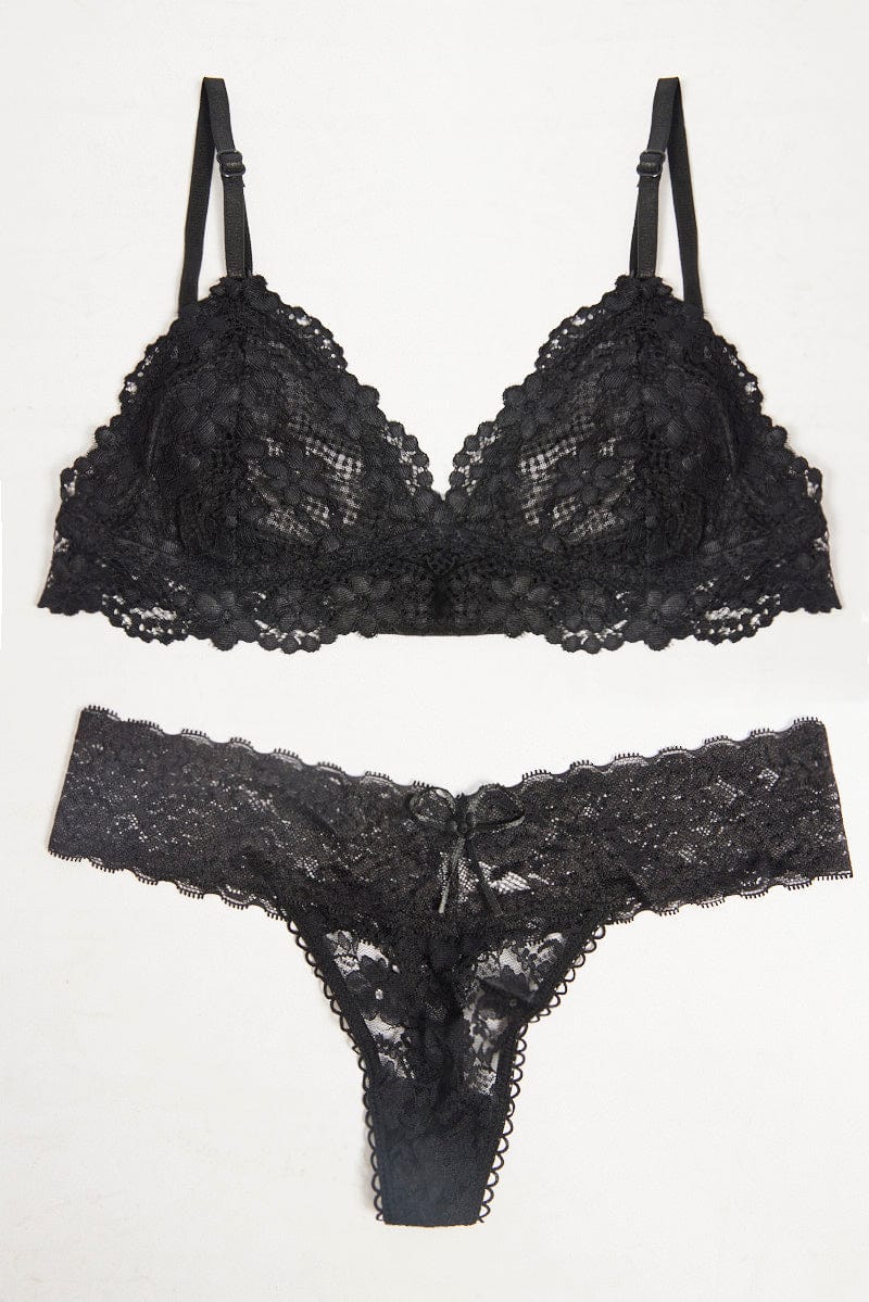 Black Lace Lingerie Set for Ally Fashion