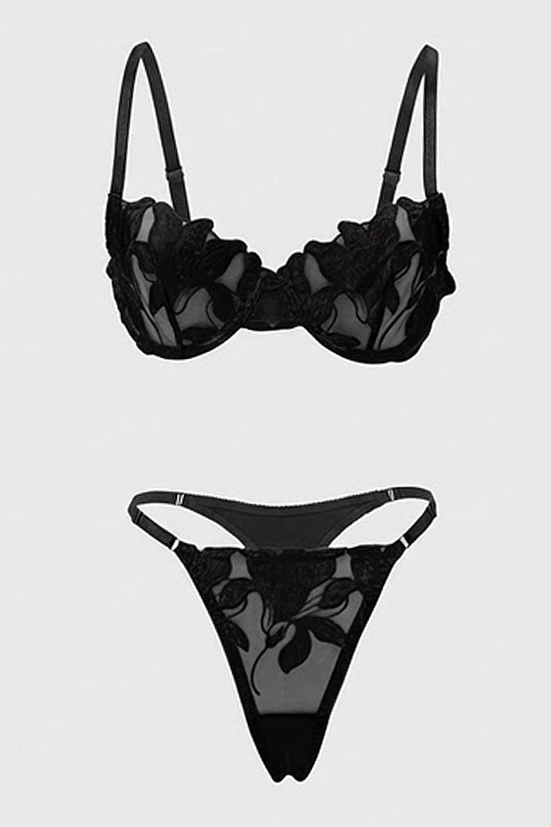 Black Embroidery Lingerie Set for Ally Fashion