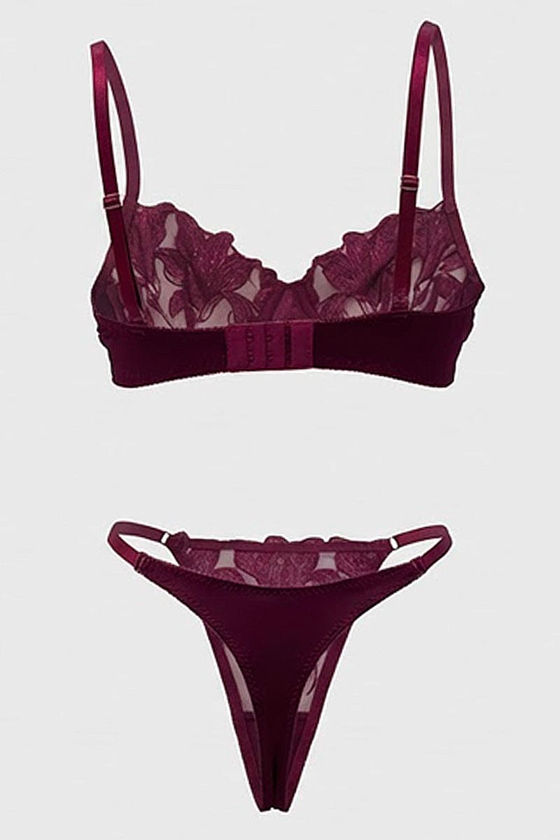 Purple Embroidery Lingerie Set for Ally Fashion
