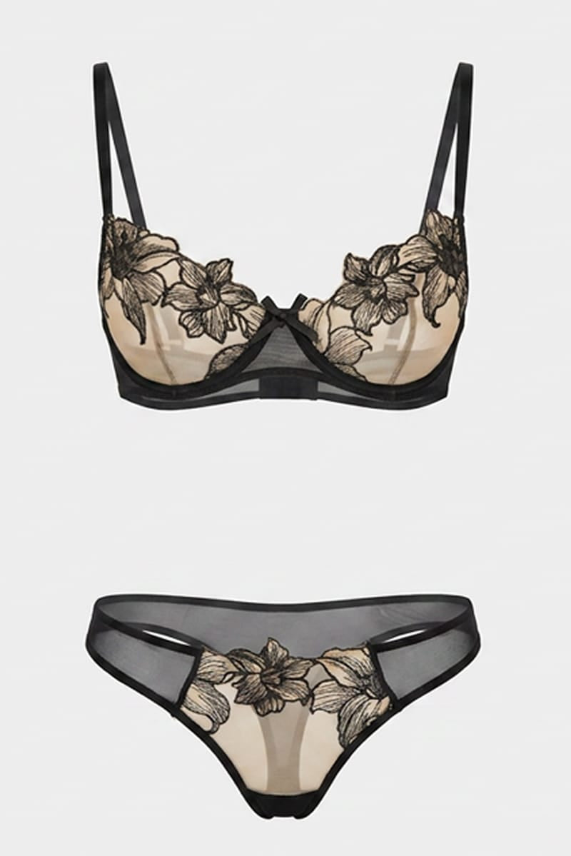 Black Embroidery Lingerie Set for Ally Fashion