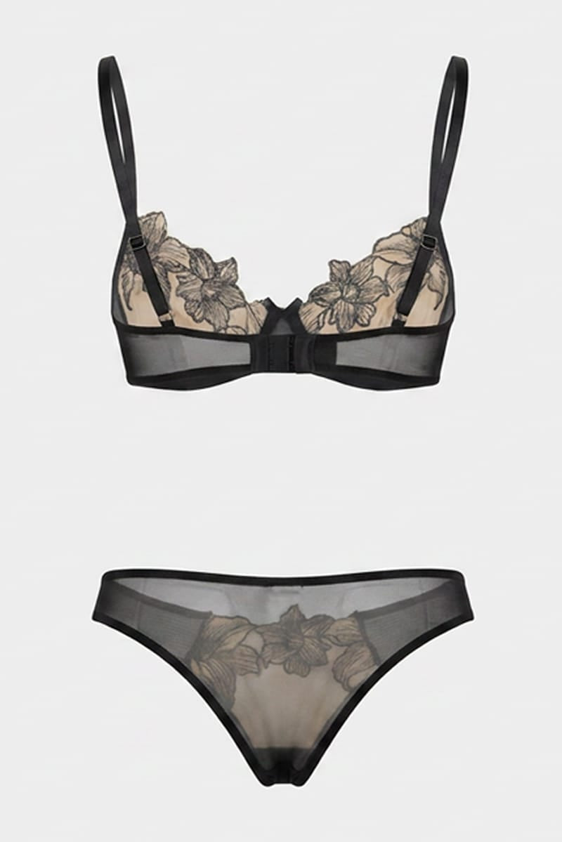 Black Embroidery Lingerie Set for Ally Fashion