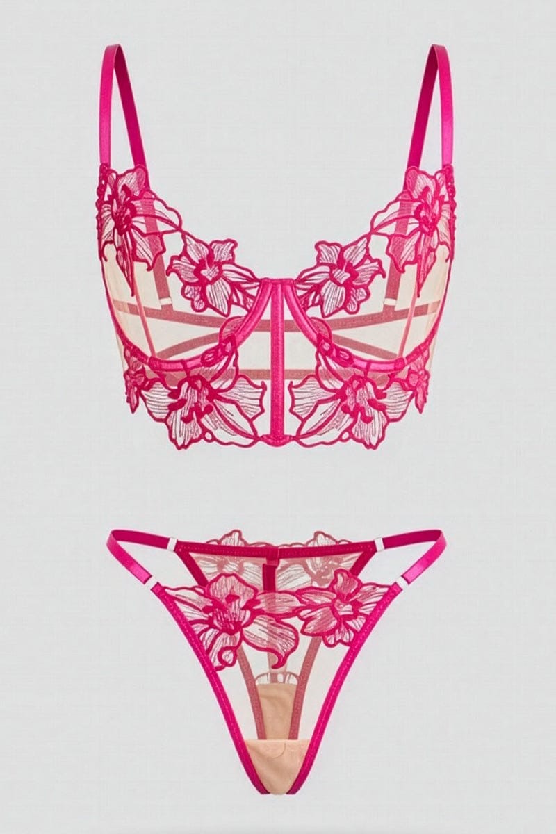 Pink Embroidery Lingerie Set for Ally Fashion