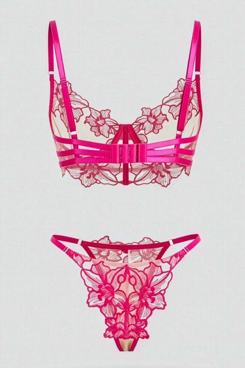 Pink Embroidery Lingerie Set for Ally Fashion