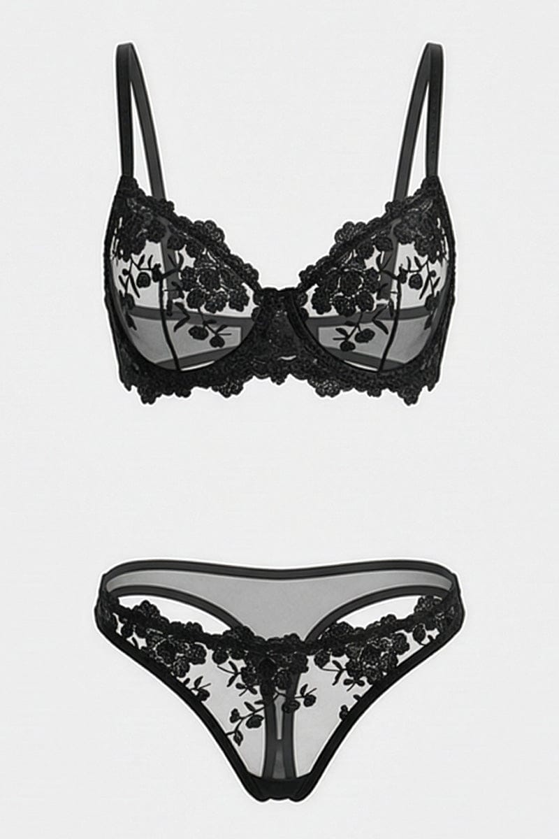 Black Embroidery Lingerie Se for Ally Fashion