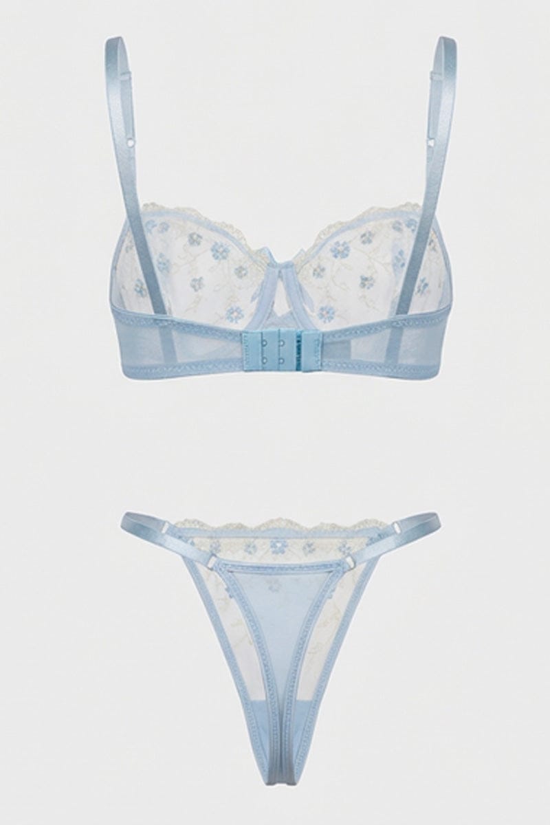 Blue Embroidery Lingerie Set for Ally Fashion