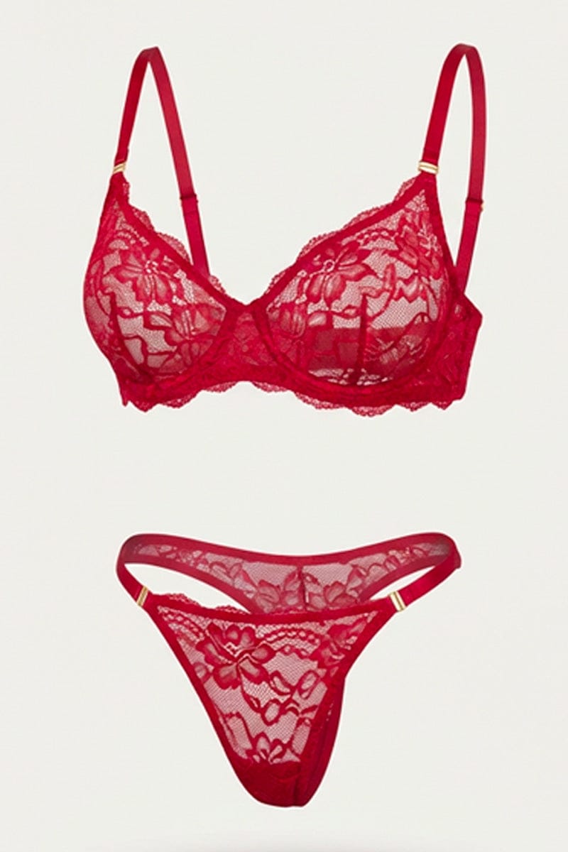 Red Lace Lingerie Set for Ally Fashion