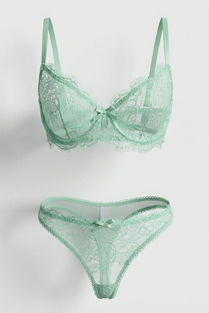 Green Lace Lingerie Set for Ally Fashion