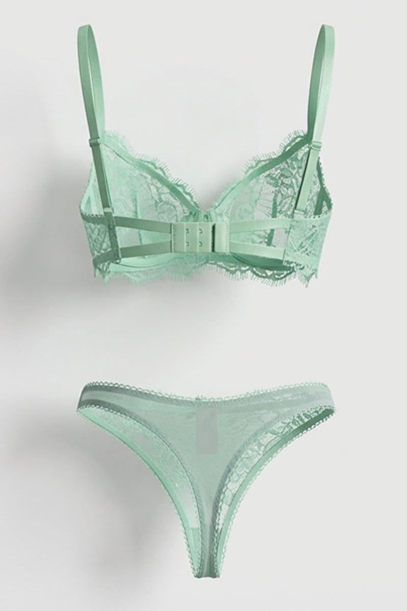 Green Lace Lingerie Set for Ally Fashion
