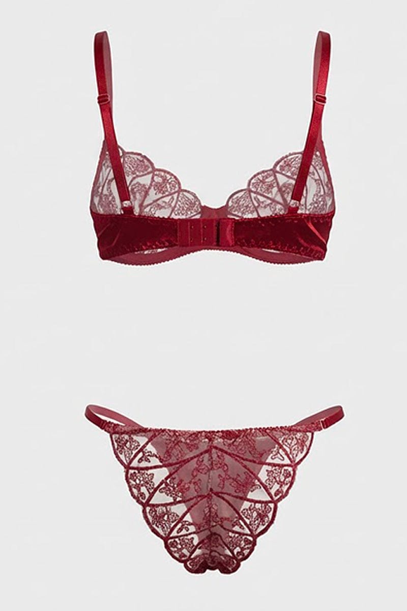 Red Embroidery Lingerie Set for Ally Fashion