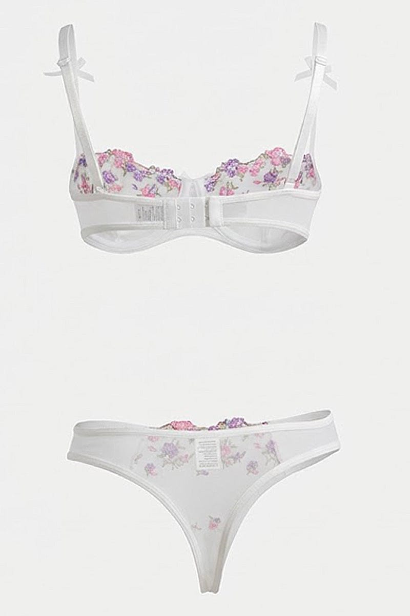 White Floral Embroidery Lingerie Set for Ally Fashion
