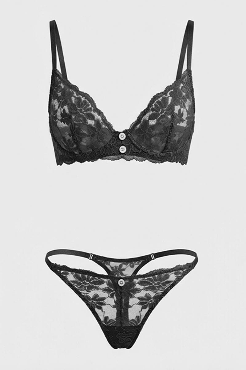 Black Lace Lingerie Set for Ally Fashion