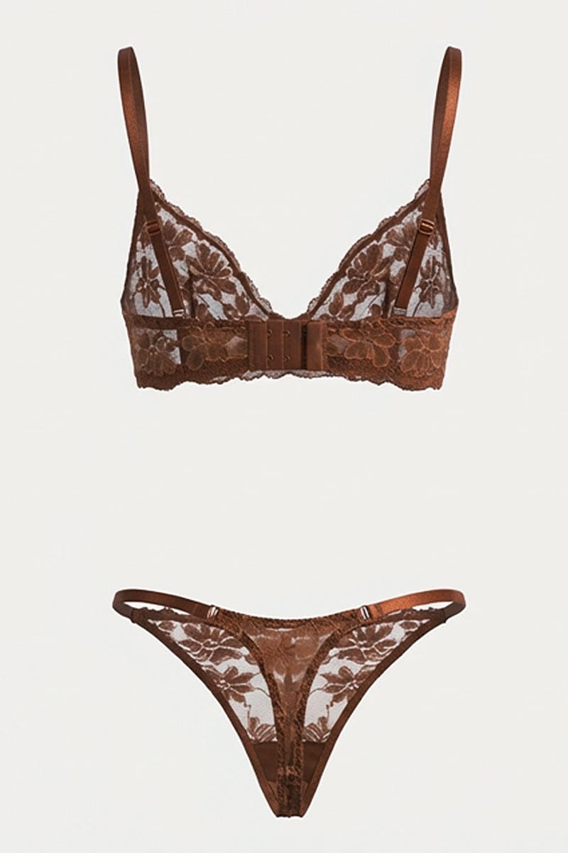 Brown Lace Lingerie Set for Ally Fashion