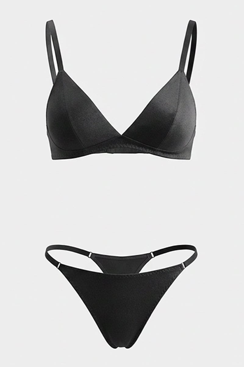 Black Satin Lingerie Set for Ally Fashion